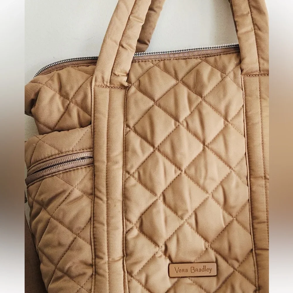 Vera Bradley Performance Twill Small Multi Strap Tote Bag Meadowlark Tan Puffer - Picture 8 of 11